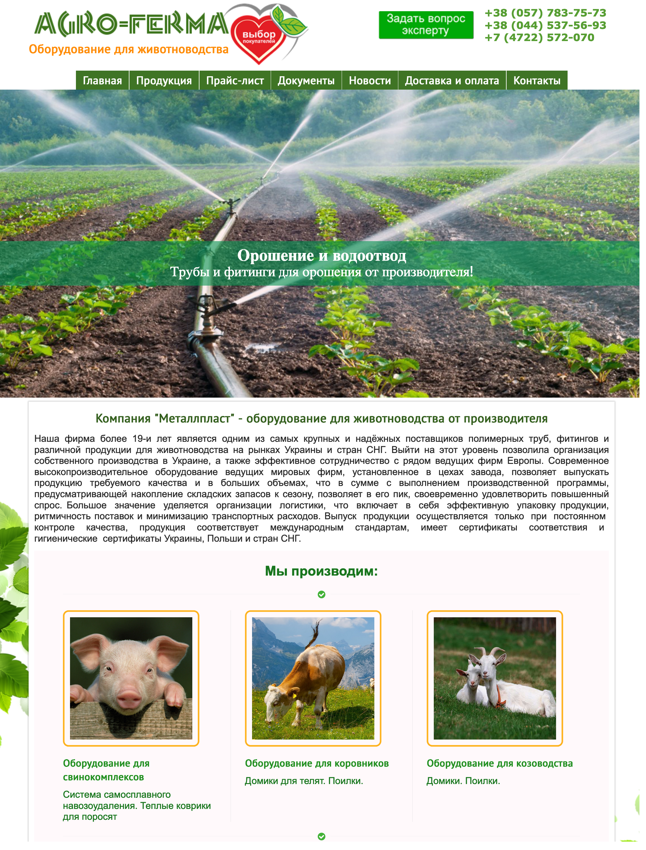 Создание сайта для Агро-Фермы